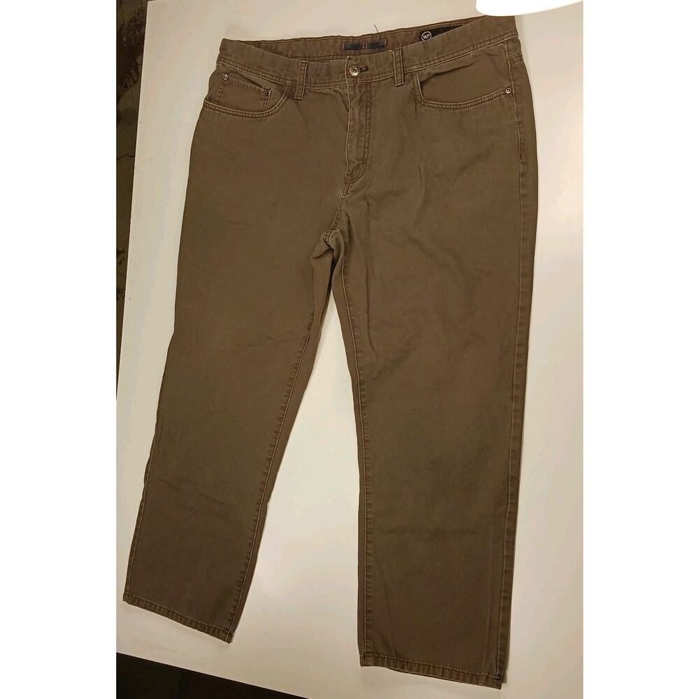 Weatherproof Jeans Mens 38 x 27 Brown Flat Front Straight 5 Pocket Pants Cotton